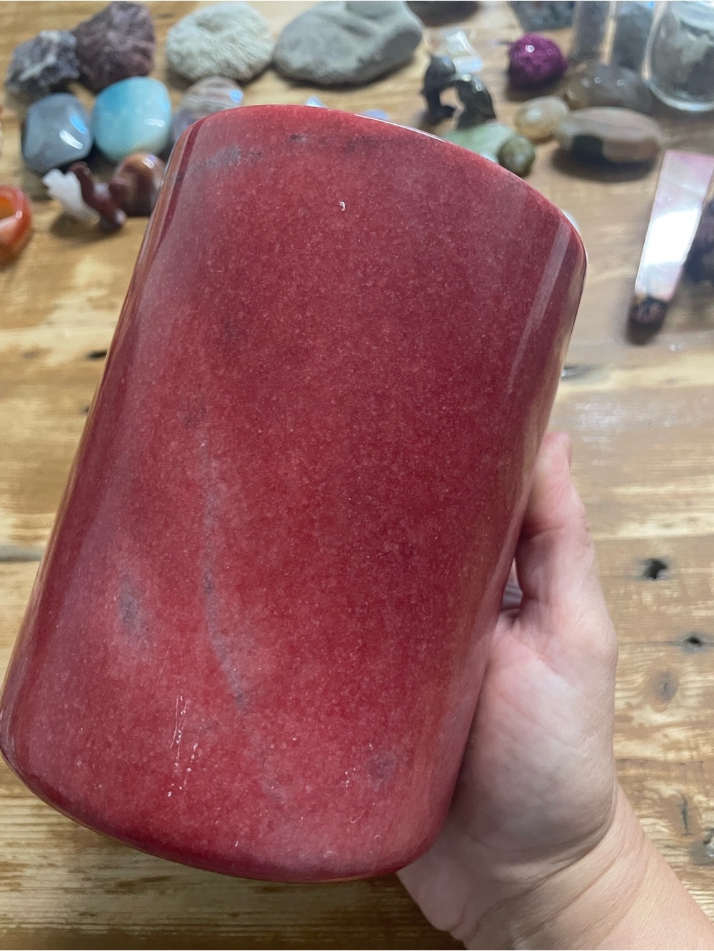 Solid stone. Red marble cutlery crock. - Picture 8 of 8